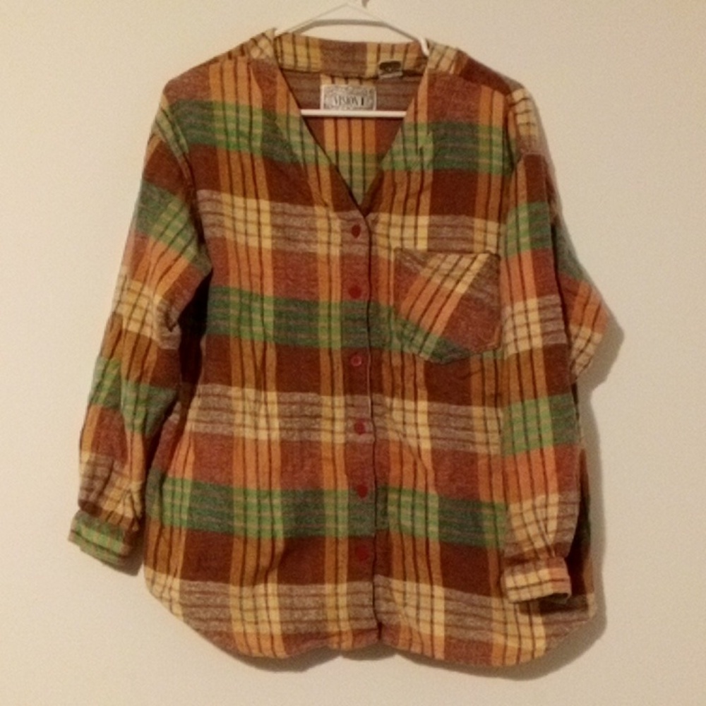 Vintage Vision I Multicolor Plaid Button Down Top